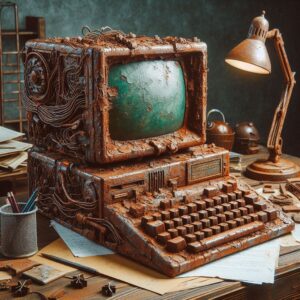 Rusty computer by Copilot