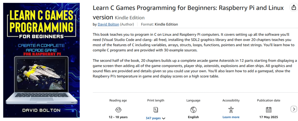 eBook 2 now published on Amazon | Learn C Games Programming Blog