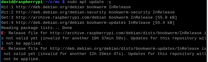 sudo apt update error message
