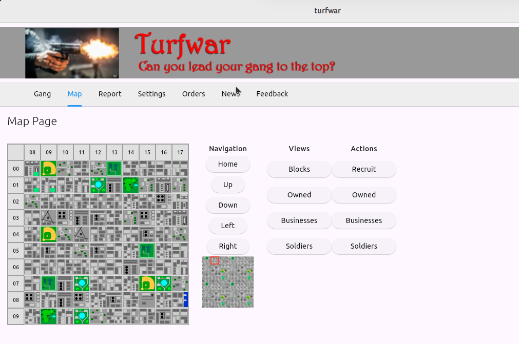 Turfwar development map page. 