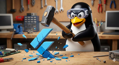 Tux and Flutter having a tussle